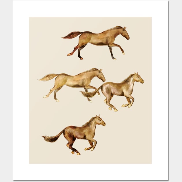 Wild and Free Watercolor Horses Wall Art by micklyn